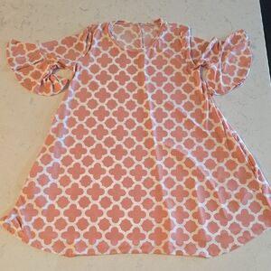 Chic Geometric Midi Dress in Coral by [Brand]‎